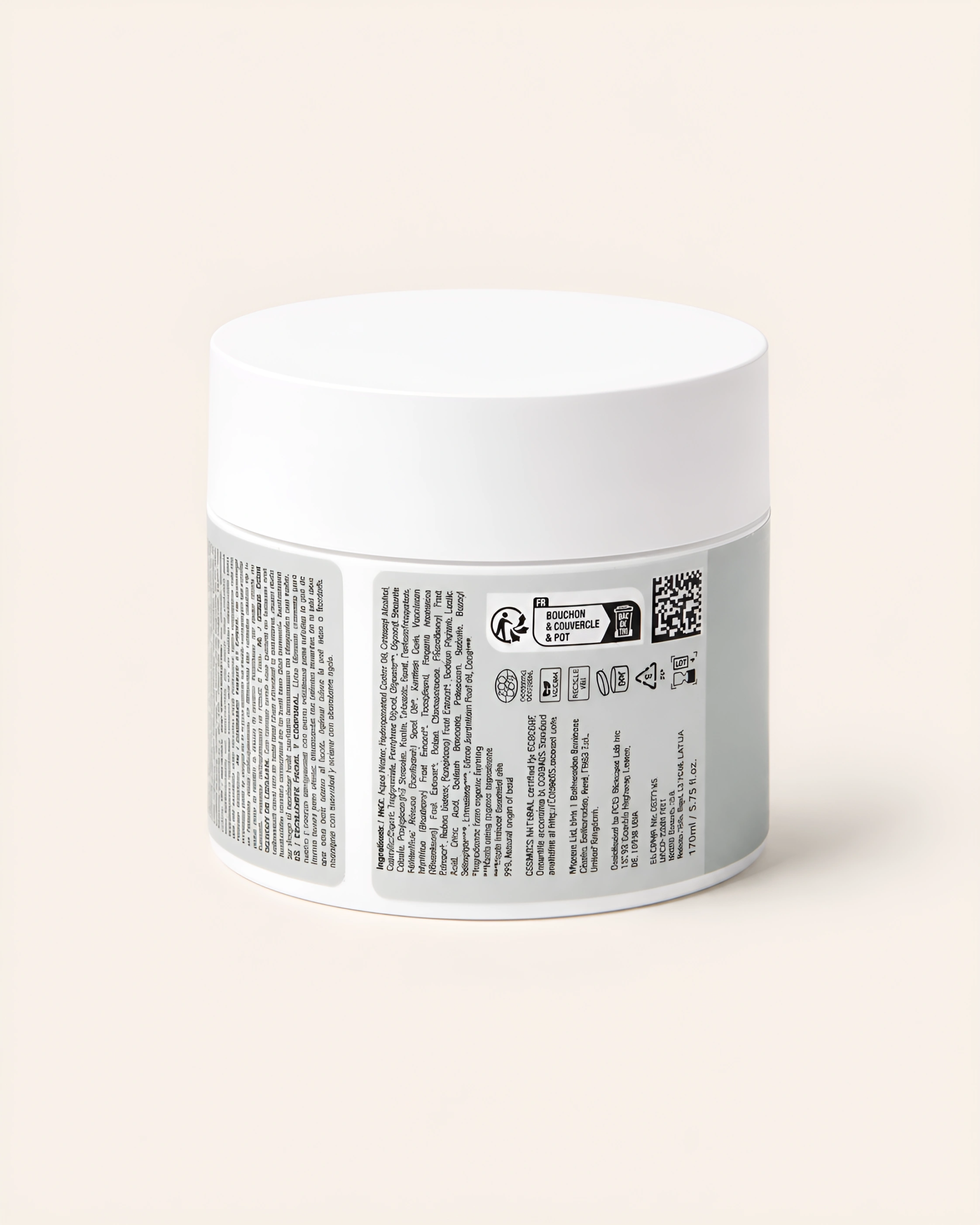 Isle & Earth Icelandic Volcano Face & Body Scrub jar back showing full ingredients list and COSMOS Natural certification